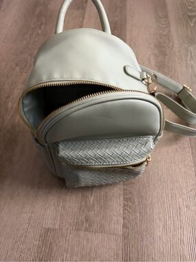 Mini Women's Backpack - Light Green Faux Leather